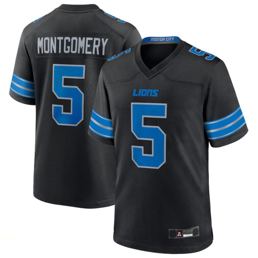 D.Lions #5 David Montgomery Black 2nd Alternate Game Jersey Football Player Jersey