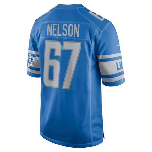 D.Lions #67 Matt Nelson Blue Game Player Jersey Stitched American Football Jerseys