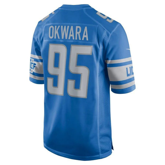 D.Lions #95 Romeo Okwara Blue Game Player Jersey Stitched American Football Jerseys