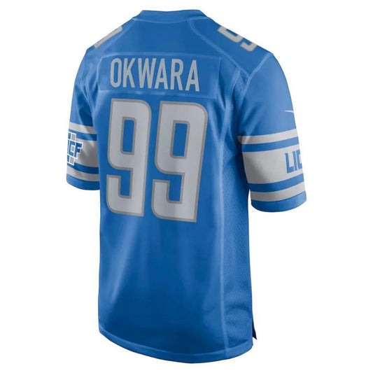 D.Lions #99 Julian Okwara Blue Game Player Jersey Stitched American Football Jerseys