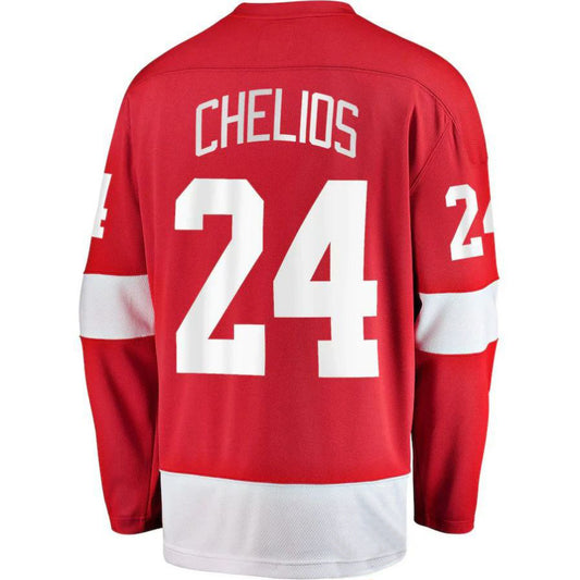 D.Red Wings #24 Chris Chelios Fanatics Branded Premier Breakaway Retired Player Red Stitched American Hockey Jerseys