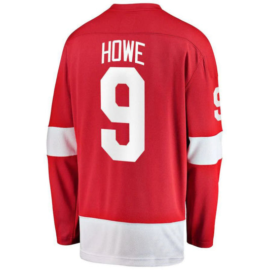 D.Red Wings #9 Gordie Howe Fanatics Branded Premier Breakaway Retired Player Jersey Red Stitched American Hockey Jerseys