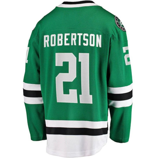 D.Stars #21 Jason Robertson Fanatics Branded Home Breakaway Replica Jersey Kelly Green Stitched American Hockey Jerseys