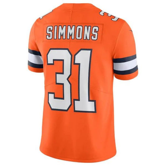 D.Broncos #31 Justin Simmons Orange Stitched Alternate Vapor Limited Game Football Jerseys