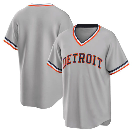 Custom Detroit Tigers Gray Road Cooperstown Collection Team Jersey Game Baseball Jerseys