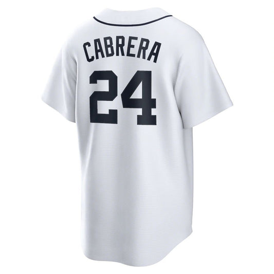 Detroit Tigers #24 Miguel Cabrera White Home Replica Player Name Baseball Jerseys