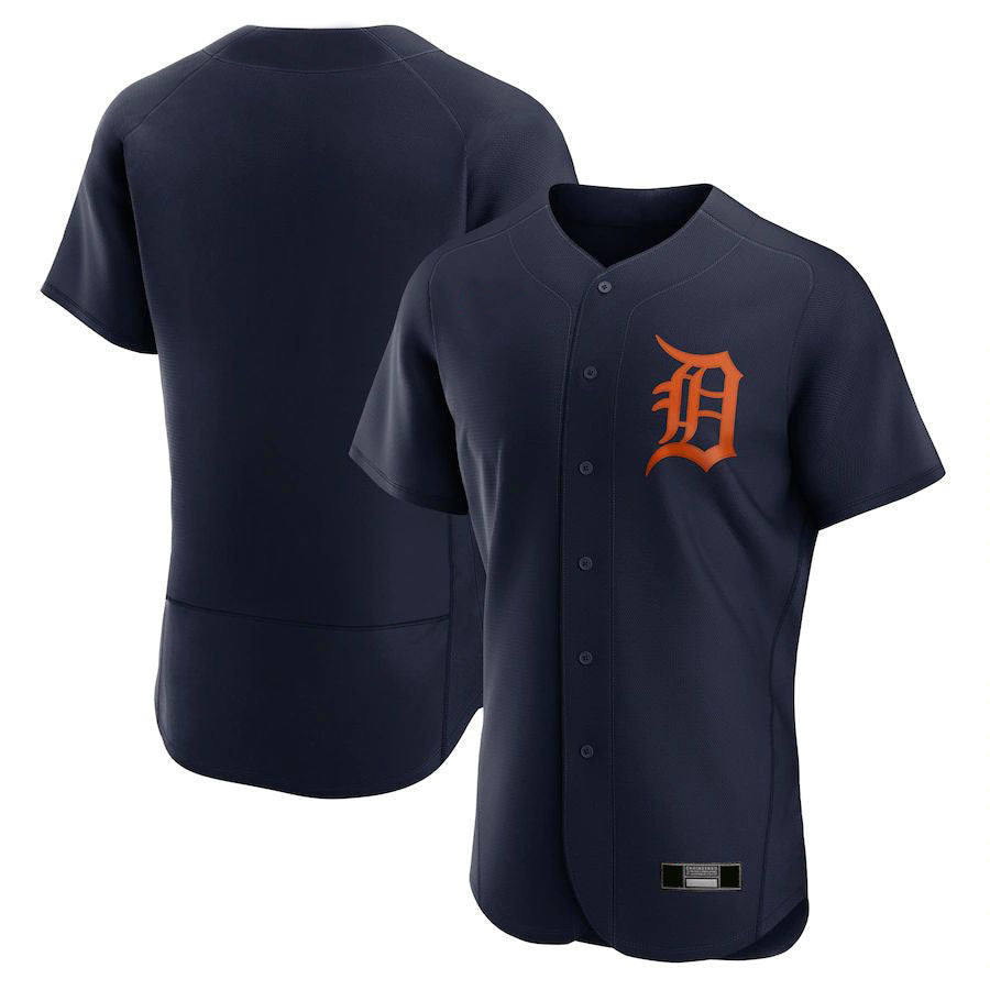 Custom Detroit Tigers Navy Alternate Authentic Logo Team Baseball Jerseys