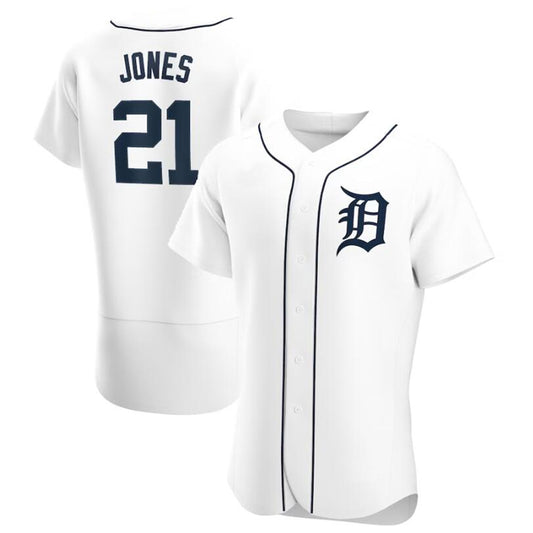 Detroit Tigers #21 Jacoby Jones White Home Authentic Player Baseball Jerseys