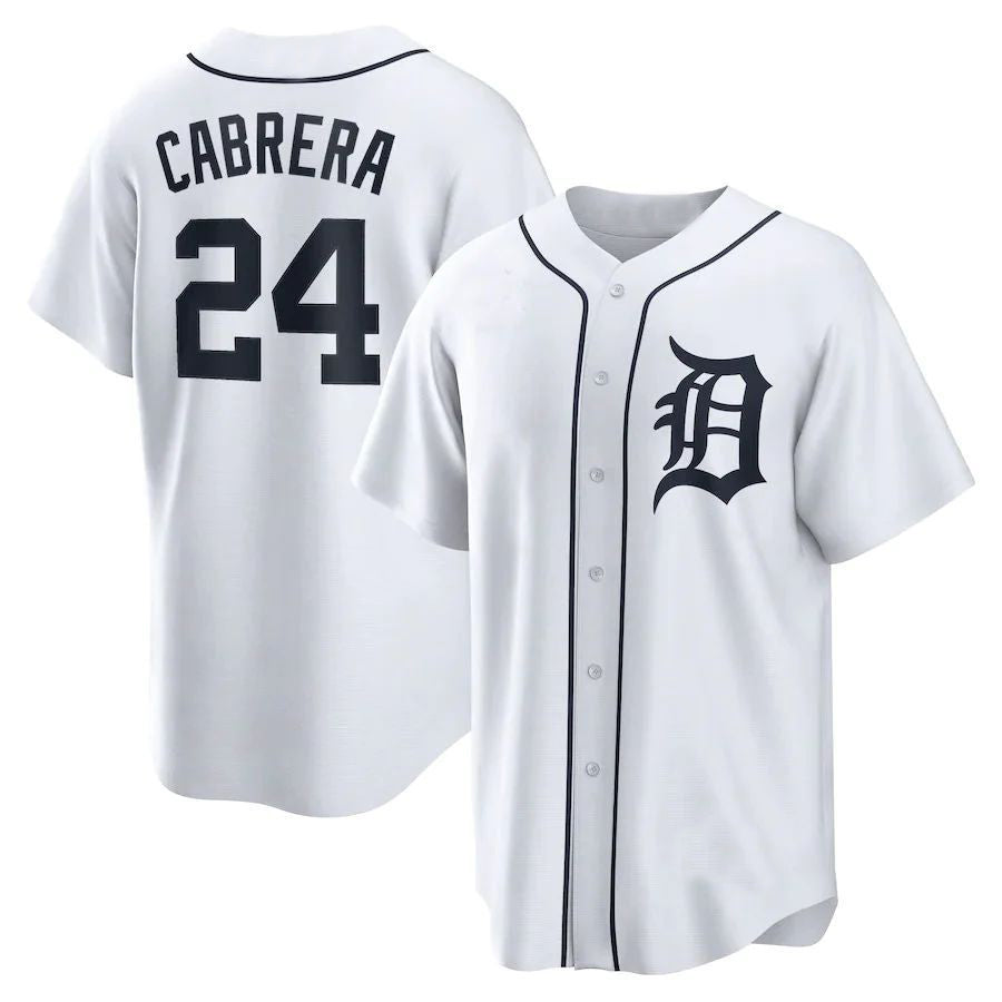 Detroit Tigers #24 Miguel Cabrera White Home Replica Player Name Jersey Baseball Jerseys