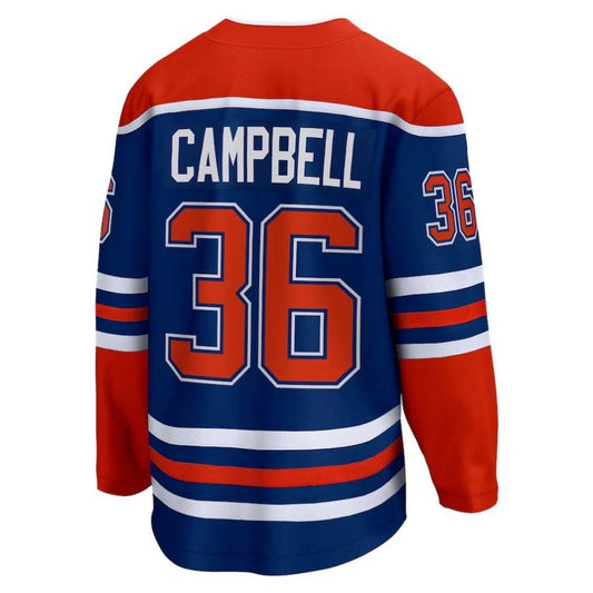 E.Oilers #36 Jack Campbell Fanatics Branded Home Breakaway Player Jersey Royal Stitched American Hockey Jerseys