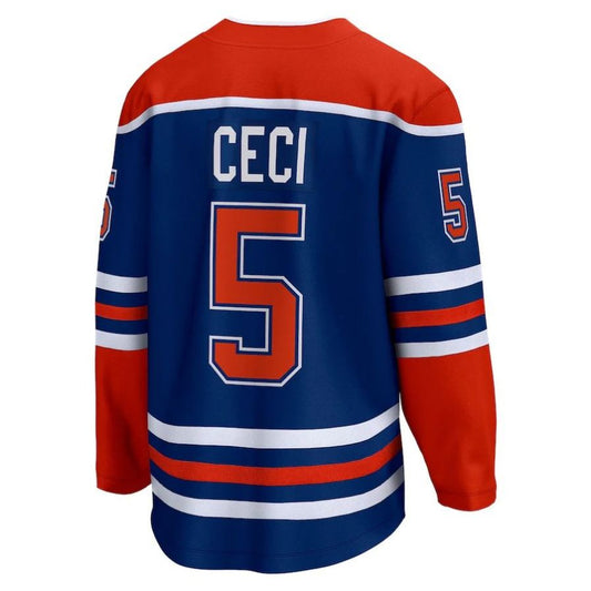 E.Oilers #5 Cody Ceci Fanatics Branded Home Breakaway Player Jersey Royal Stitched American Hockey Jerseys 的副本