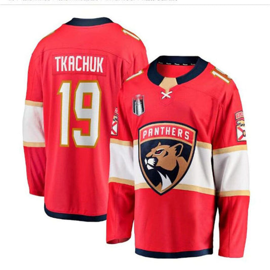 F.Panthers #19 Matthew Tkachuk Fanatics Branded 2023 Stanley Cup Final Home Breakaway Player Jersey - Red Stitched American Hockey Jerseys