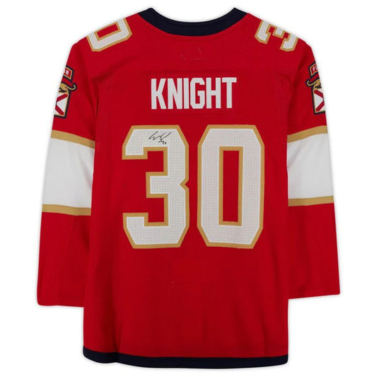 F.Panthers #30 Spencer Knight Fanatics Authentic Autographed Red Stitched American Hockey Jerseys