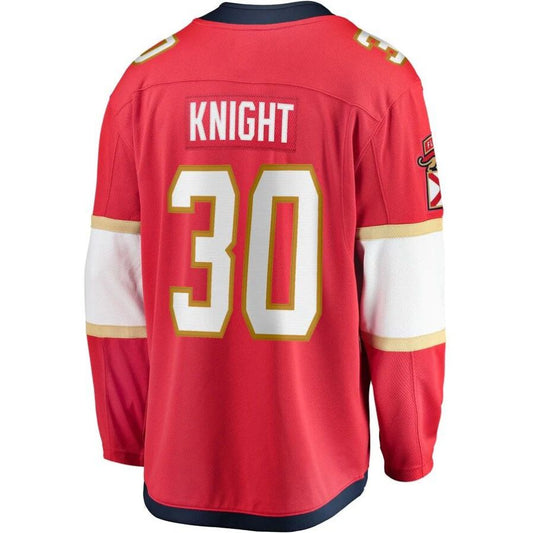 F.Panthers #30 Spencer Knight Fanatics Branded Home Breakaway Replica Jersey Red Stitched American Hockey Jerseys