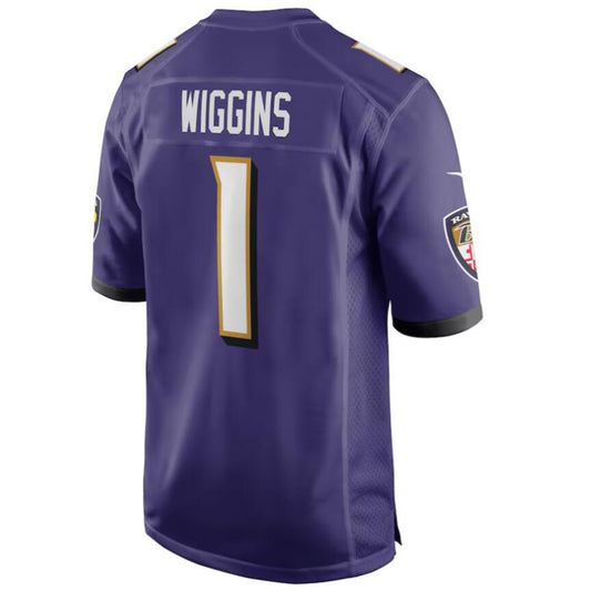 Football Jersey B.Ravens #1 Nate Wiggins Purple Draft First Round Pick Player Game Jersey