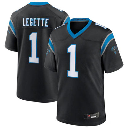 Football Jersey C.Panthers #1 Xavier Legette Black First Round Pick Game Player Jersey