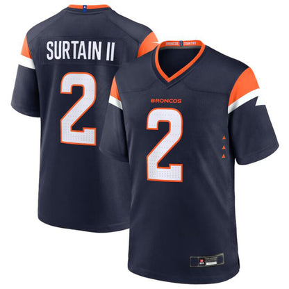 Football Jersey D.Broncos #2 Patrick Surtain II Player Navy Game Jersey Stitched American Jerseys