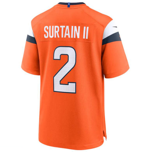 Football Jersey D.Broncos #2 Patrick Surtain II Player Orange Game Jersey Stitched American Football Jerseys