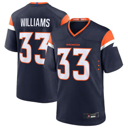 Football Jersey D.Broncos #33 Javonte Williams Player Navy Game Jersey Stitched American Jerseys