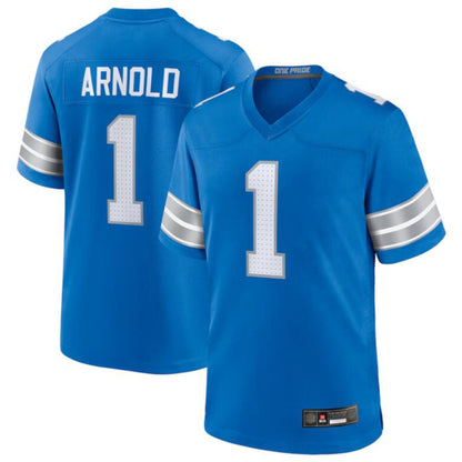 Football Jersey D.Lions #1 Terrion Arnold Blue Draft First Round Pick Player Game Jersey