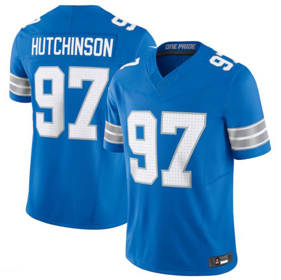 Football Jersey D.Lions #97 Aidan Hutchinson 2nd Alternate Vapor F.U.S.E. Limited Blue Jersey American Stitched Jersey