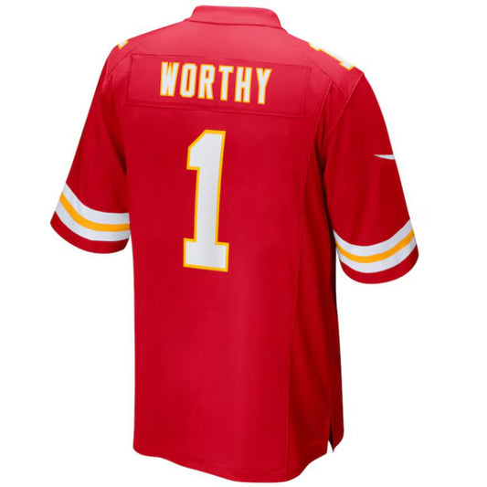 Football Jersey KC.Chiefs #1 Xavier Worthy Red Draft First Round Pick Player Game Jersey