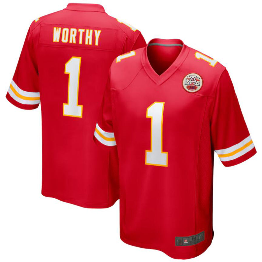 Football Jersey KC.Chiefs #1 Xavier Worthy Red Draft First Round Pick Player Game Jersey