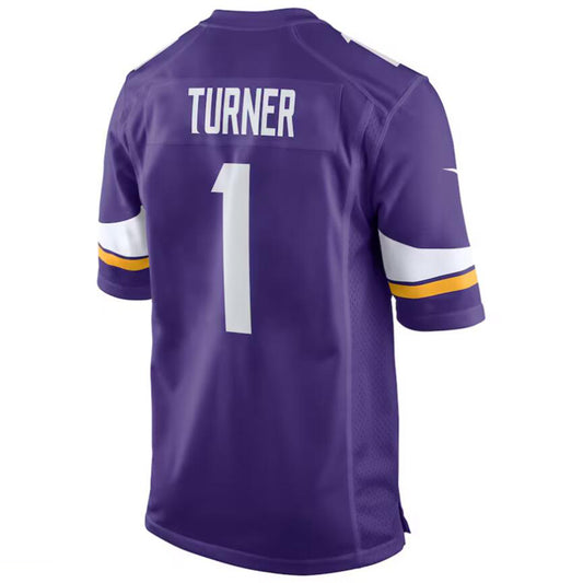 Football Jersey M.Vikings #1 Dallas Turner Purple Draft First Round Pick Player Game Jersey