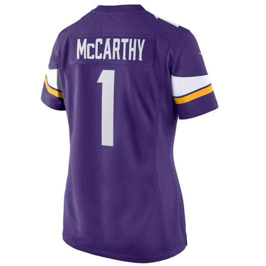 Football Jersey M.Vikings #1 J.J. McCarthy Purple Draft First Round Pick Player Game Jersey