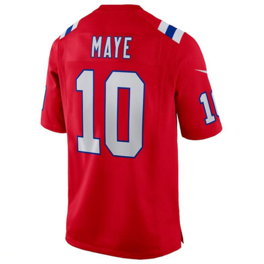 Football Jersey NE.Patriots #10 Drake Maye Red Draft First Round Pick Player Game Jersey