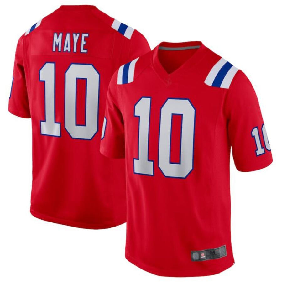 Football Jersey NE.Patriots #10 Drake Maye Red Draft First Round Pick Player Game Jersey