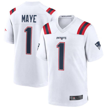 Football Jersey NE.Patriots #1 Drake Maye White Draft First Round Pick Player Game Jersey