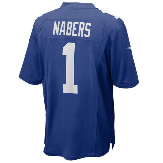 Football Jerseys NY.Giants #1 Malik Nabers Royal Draft First Round Pick Player Game Jersey