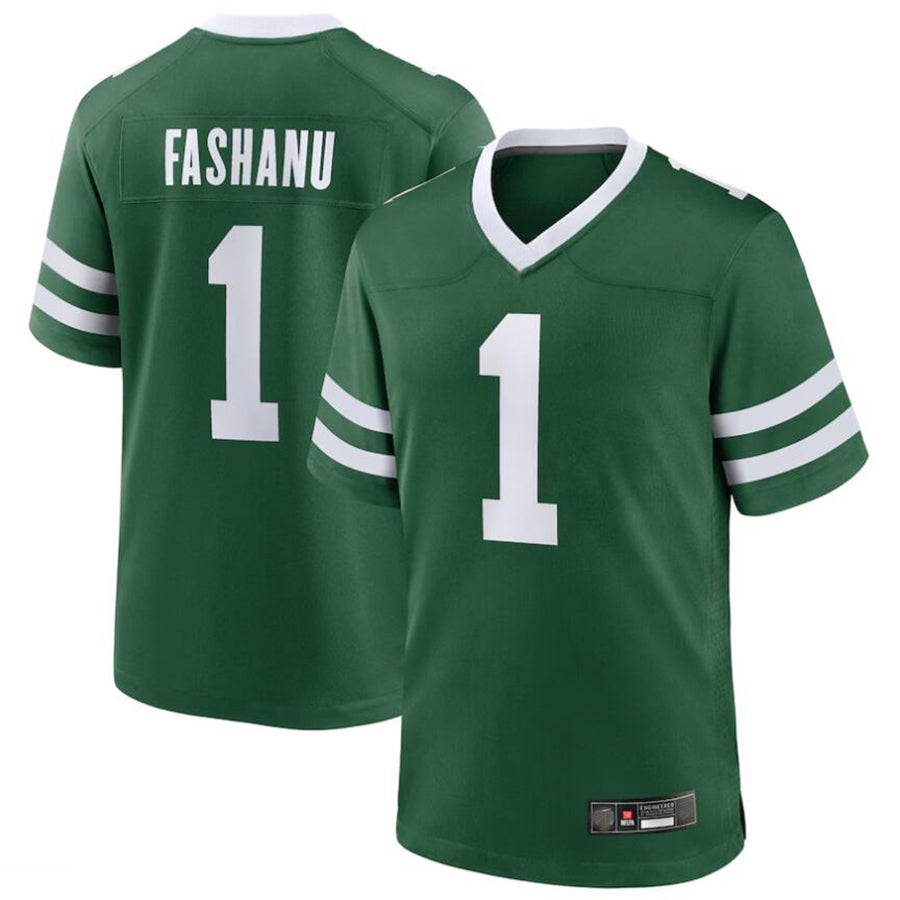 Football Jersey NY.Jets #1 Olu Fashanu Gotham Green Draft First Round Pick Player Game Jersey