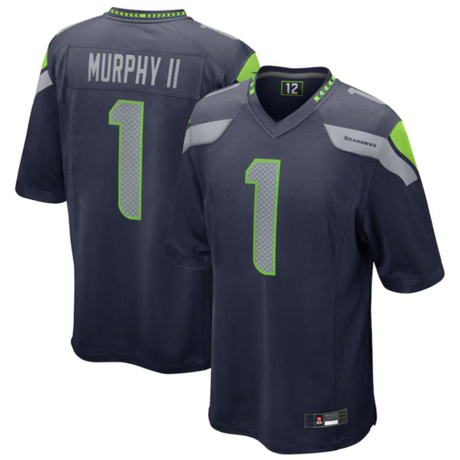 Football Jersey S.Seahawks #1 Byron Murphy II College Navy Draft First Round Pick Player Game Jersey