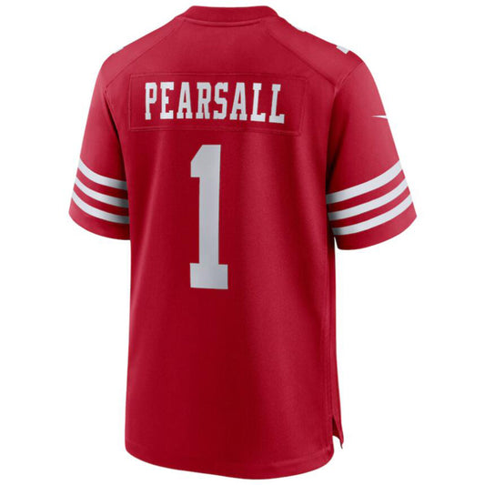 Football Jersey SF.49ers #1 Ricky Pearsall Scarlet Draft First Round Pick Player Game Jersey