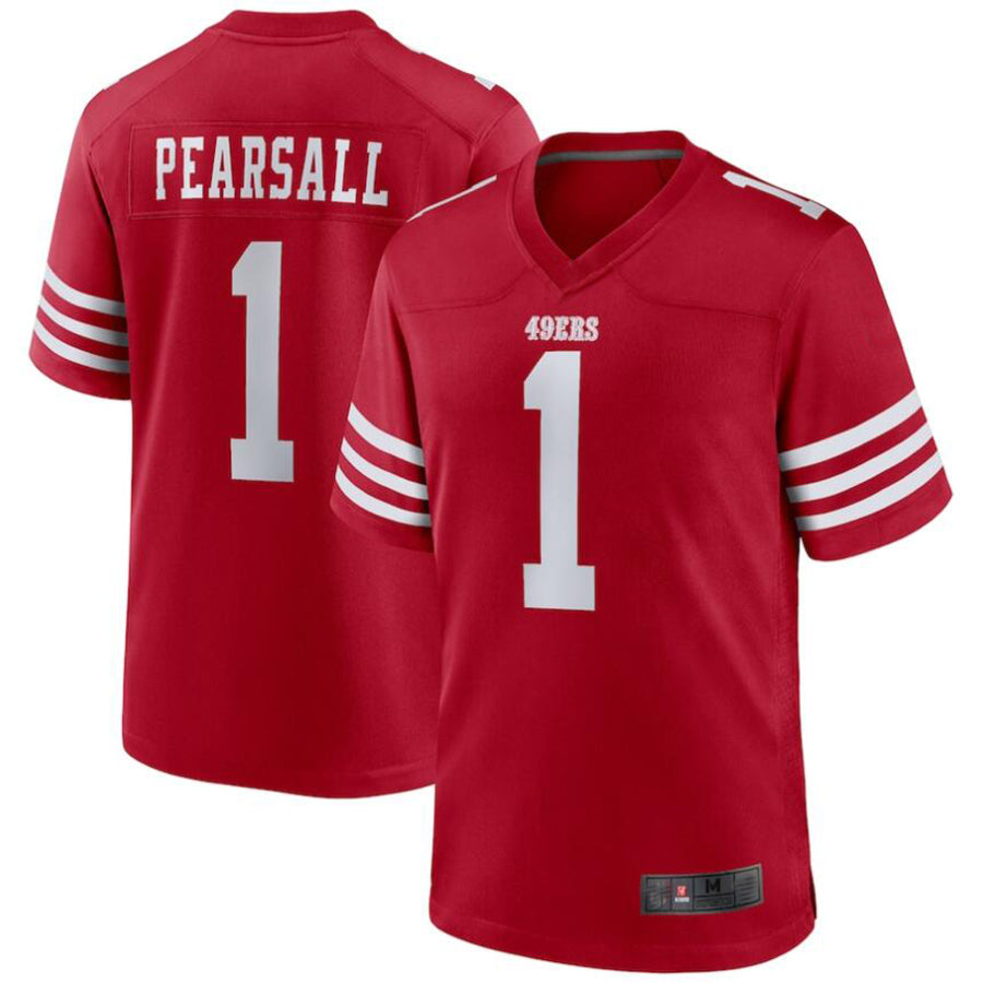 Football Jersey SF.49ers #1 Ricky Pearsall Scarlet Draft First Round Pick Player Game Jersey