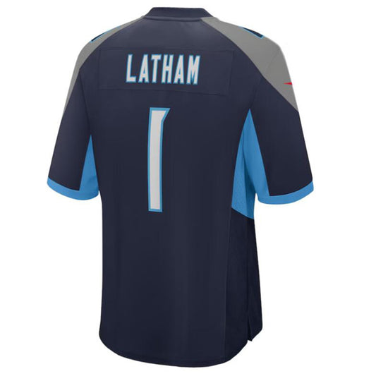 Football Jersey T.Titans #1 JC Latham Navy Draft First Round Pick Player Game Jersey
