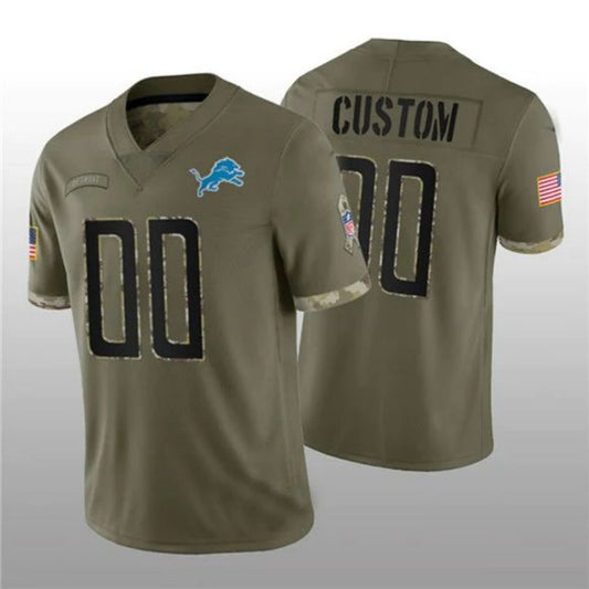 Football Jerseys Custom D.Lions ACTIVE PLAYER 2022 Olive Salute To Service Limited Jersey American Stitched Jerseys