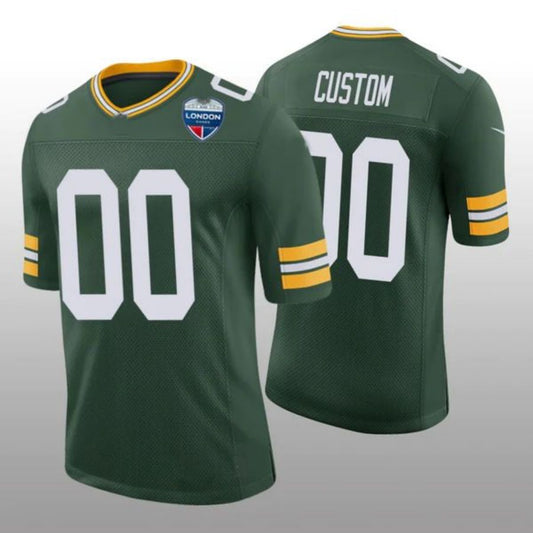 Football Jerseys Custom GB.Packers Custom 2022 London Games Green Classic Limited Jersey American Stitched Jerseys