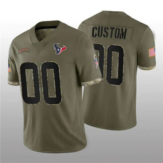 Football Jerseys Custom H.Texans ACTIVE PLAYER 2022 Olive Salute To Service Limited Jersey American Stitched Jerseys