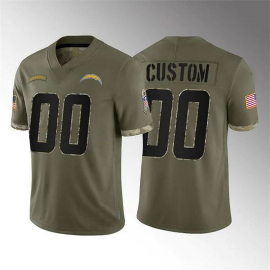 Football Jerseys Custom LA.Chargers ACTIVE PLAYER 2022 Olive Salute To Service Limited Jersey American Stitched Jerseys