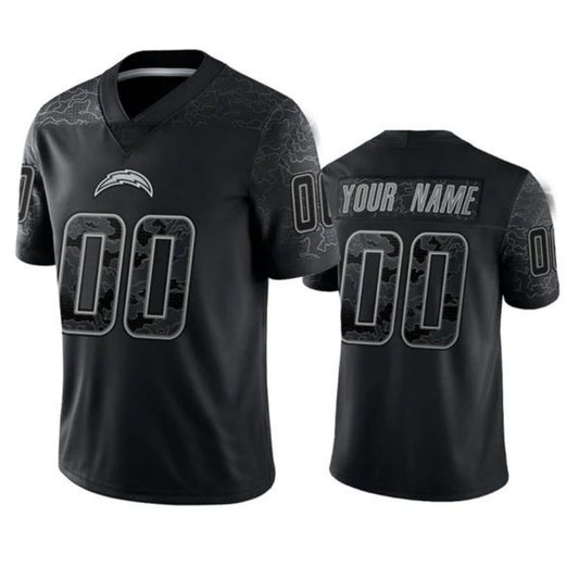Football Jerseys Custom LA.Chargers Active Player Black Reflective Limited American Stitched Jerseys