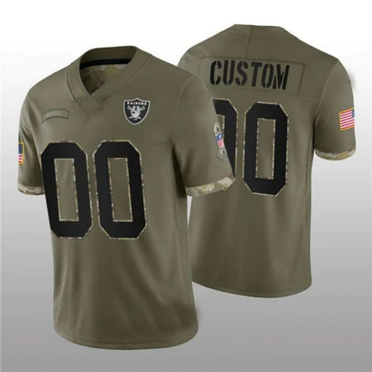 Football Jerseys Custom LV.Raiders ACTIVE PLAYER 2022 Olive Salute To Service Limited Jersey American Stitched Jerseys