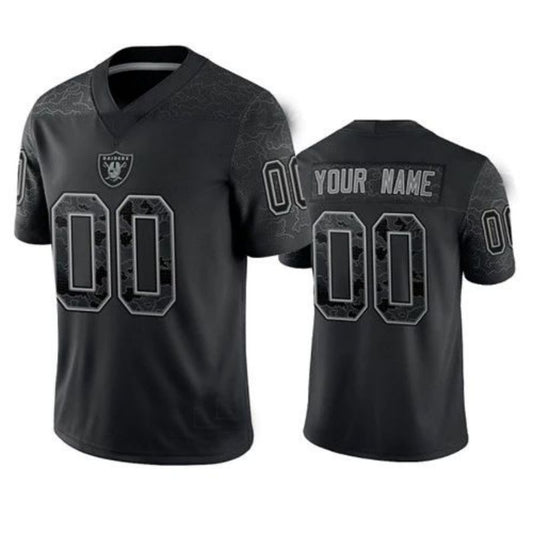 Football Jerseys Custom LV.Raiders Active Player Black Reflective Limited Jersey American Stitched Jerseys