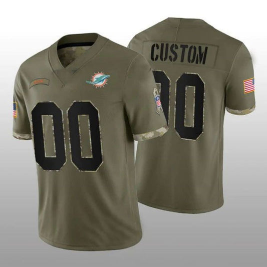 Football Jerseys Custom M.Dolphins ACTIVE PLAYER 2022 Olive Salute To Service Limited Jersey American Stitched Jerseys