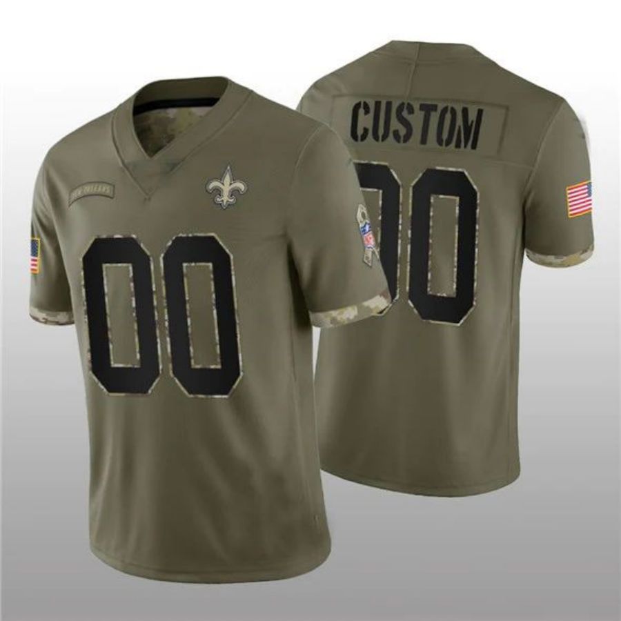 Football Jerseys Custom NO.Saints ACTIVE PLAYER 2022 Olive Salute To Service Limited Jersey American Stitched Jerseys