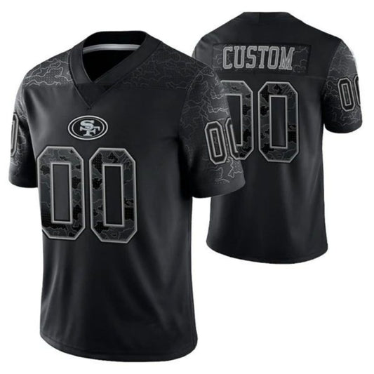 Football Jerseys Custom SF.49ers ACTIVE PLAYER Black Reflective Limited Jersey American Stitched Jerseys