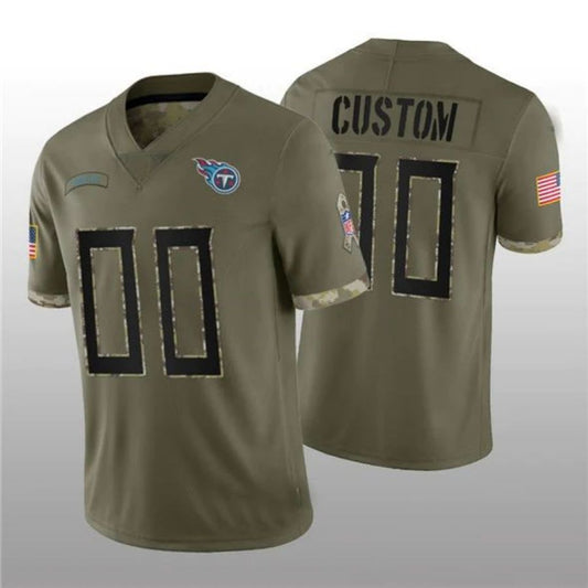 Football Jerseys Custom T.Titans ACTIVE PLAYER 2022 Olive Salute To Service Limited Jersey American Stitched Jerseys