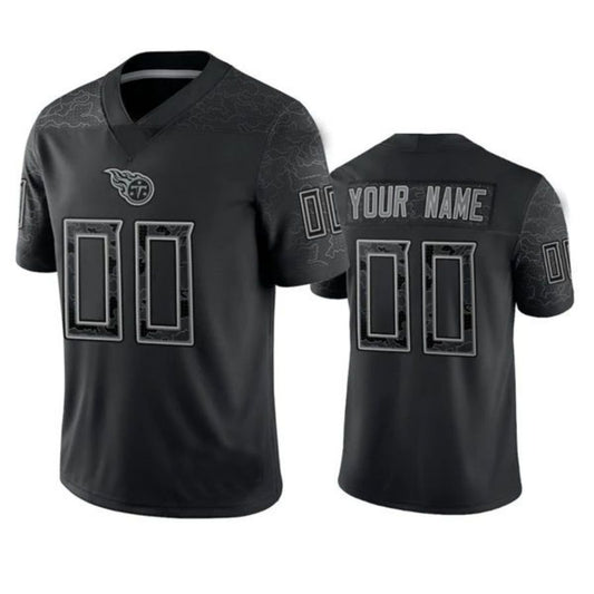 Football Jerseys Custom T.Titans Active Player Black Reflective Limited Jersey American Stitched Jerseys